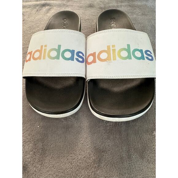 Adidas Adilette Comfort Rainbow Sport Slides, Size 7 - Picture 2 of 6
